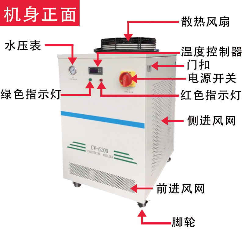 CW6200 sealed industrial chiller carving machine plastic mold machine constant temperature intelligent industrial refrigeration machine 2.5P